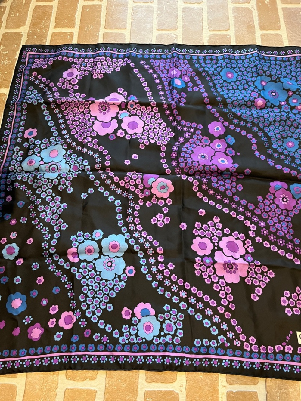 Christian Dior silk scarf Blue Purple vintage - Picture 4 of 9